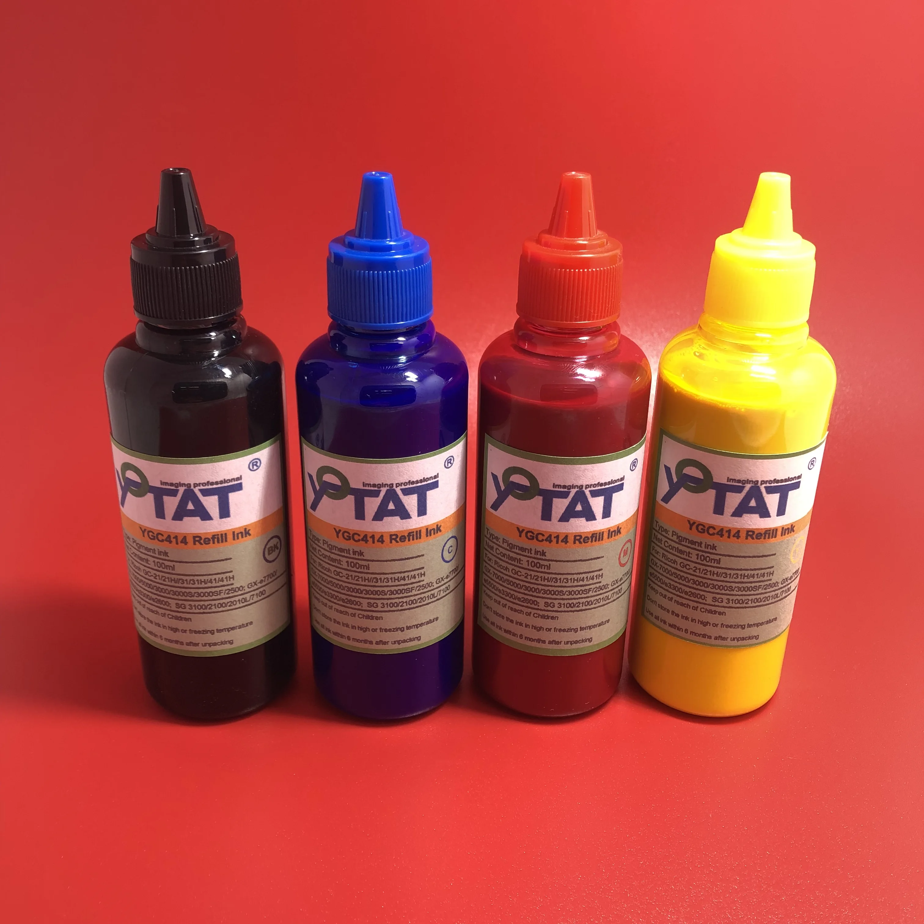 YOTAT for GC41 4×100ml Pigment Ink + 1Set Refillable Ink Cartridge GC-41 GC41H for Ricoh SG3100 SG2100 SG2010L SG3110dnw