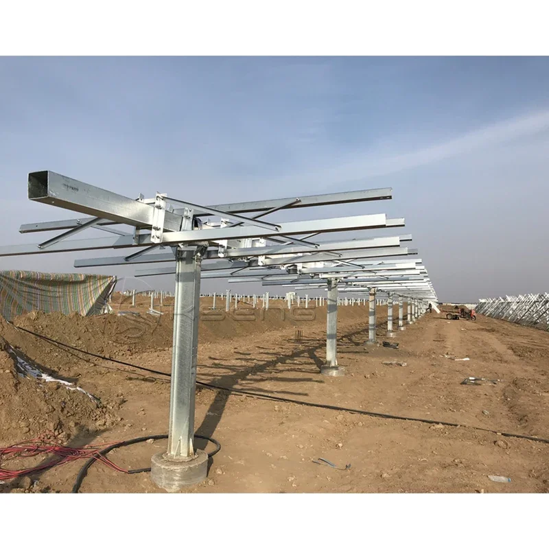 One Axis Flat Solar Tracker Mount System with Slewing Drive Photovoltaic Mounting Bracket for Solar Tracking System