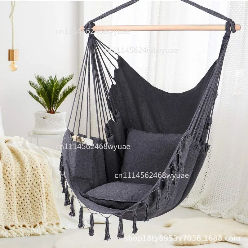 Cotton Rope Hanging Chair Hammock for Adults Balcony Garden Outdoor Indoor Swing Chair for Home Patio Relaxation