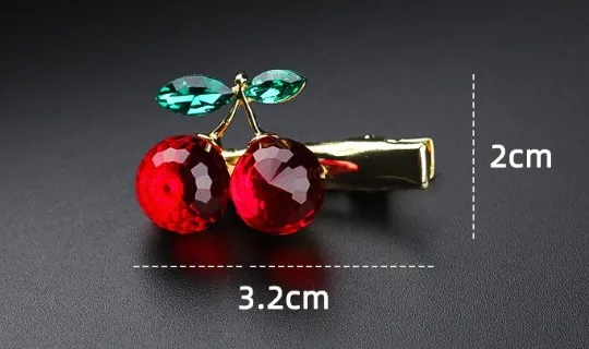 Cherry hair clip cute edge clip rhinestone crystal hair clip top clip duckbill clip small clip