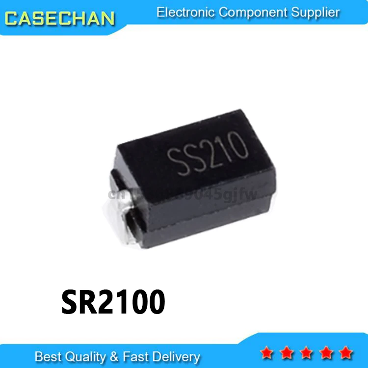 100PCS New and Original SS210 SR2100 100V 2A SMA  SMD DO-214AC
