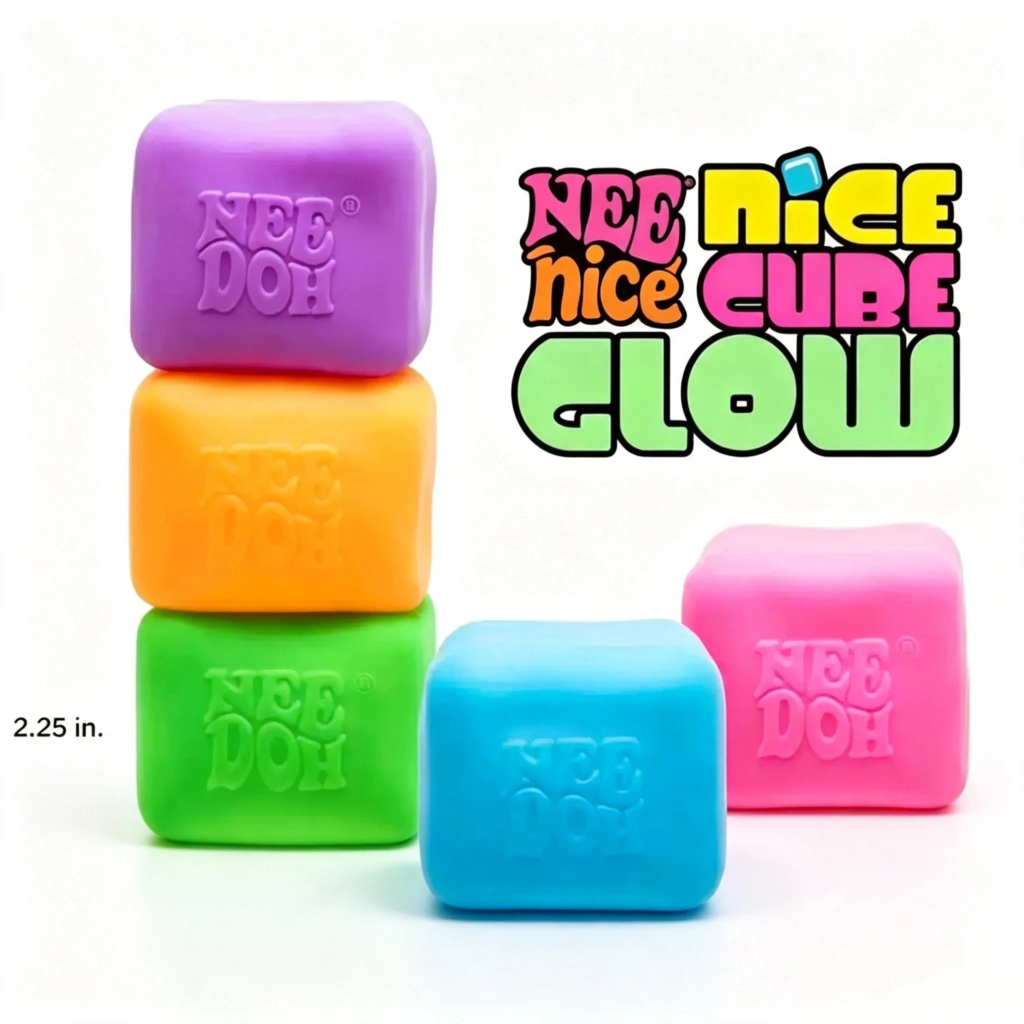 New Schylling Needoh Nice Cube Squishy Stress Toy Glow in The Dark Slow Rebound Sensory Glitter Pressure Relief for Adultsgifts