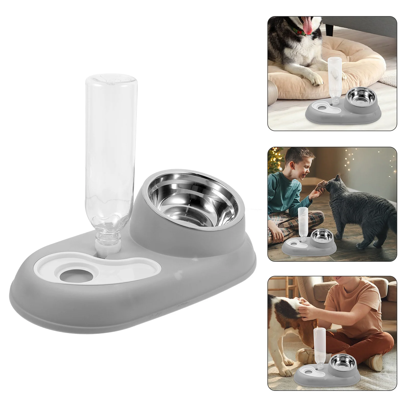 

Automatic Water Feeder Pet Food Bowl Cat Dog Multi-Function Feeding Dish Portable Stainless Steel PP Material Easy Clean