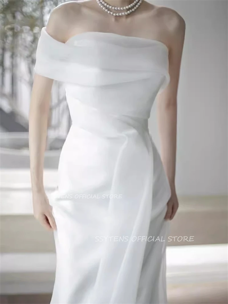 Elegant One Shoulder Wedding Dresses Korea 웨딩드레스 Photoshoot Off Shoulder Chic Bridal Gowns Mermaid Bride Dress Custom Made 2024