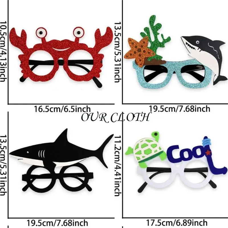 Cartoon Sea Animal Eyeglasses Under Ocean Glasses Fishing Birthday Party Supply Y1AC