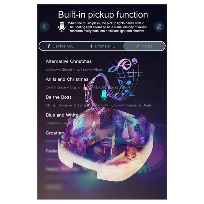 AT63-Nachtlampje LED Night Light Smart APP RGB Luzes de corda de acampamento ao ar livre à prova d'água recarregável lâmpada de atmosfera de sala 5M