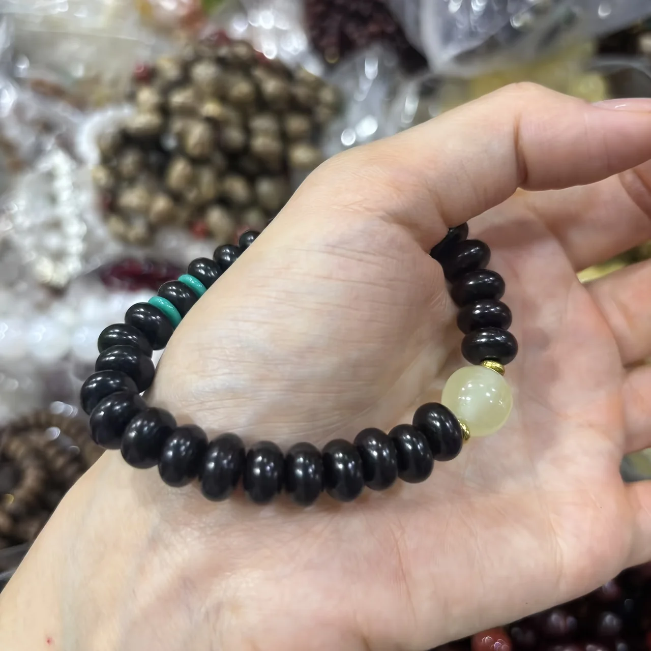 سوار جميل الإبداعية خشب الأبنوس حبة المعداد قلادة الأرجواني القلب الأسود الأزواج الخشب الأصفر الرجال والنساء الملحقات #5