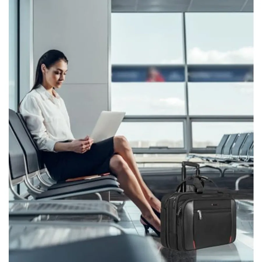 EMPSIGN المتداول حقيبة كمبيوتر محمول Bag17.3 "حقيبة كمبيوتر مع عجلات طارد المياه السفر الأسطوانة حقيبة تحت المقعد مع RFID Blocki