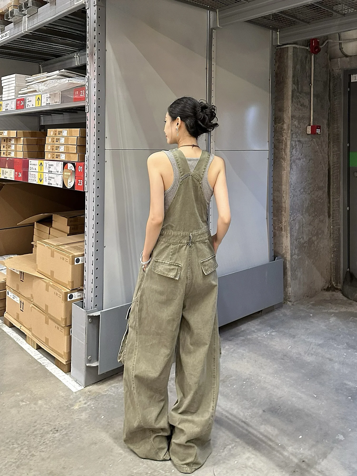 Pantalones de trabajo Retro americanos para mujer, pantalones informales sueltos de gama alta, monos de pierna ancha a la moda, cómodos con cintura en L