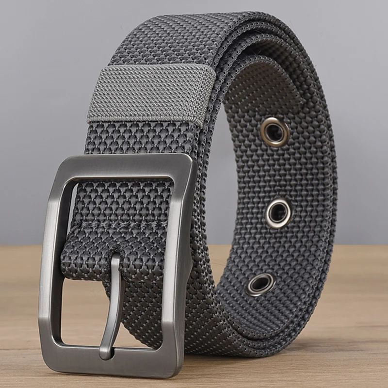 Fashion Men\'s Belt Alloy Needle Buckle Belt Student Versatile Trendy Belt Outdoor Sports Belt