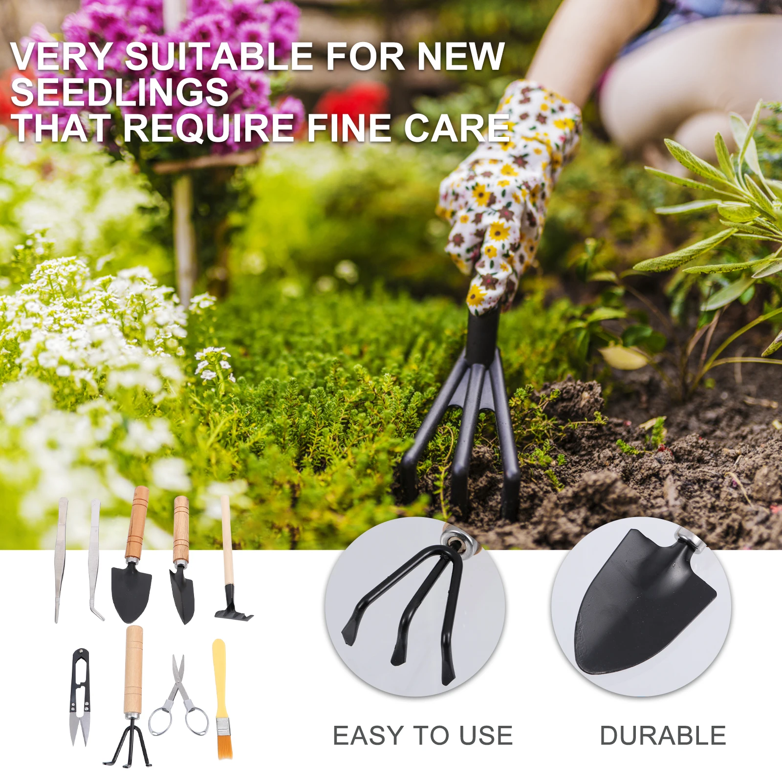 

Garden Tool Set Mini Potted Kit Succulent H Tools Lightweight Durable Storage No Rust Easy Carry Safe Use Planting Supplies