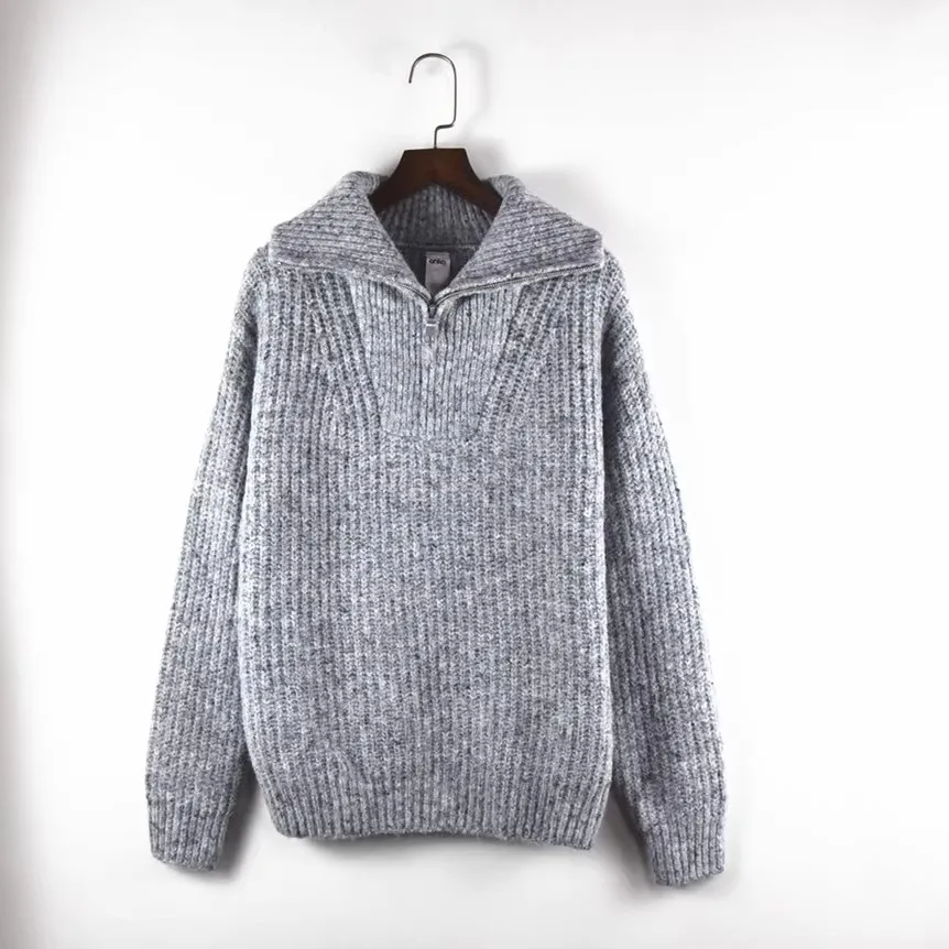 

Thiened Casual Knitted Sweater Hooded Zipper Loose Fit Warm Winter Leisure Sle Long Sve Polyester Acrylic Wool Blend