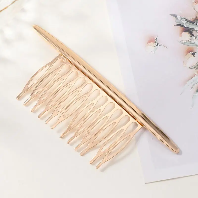 Metal Hair Combs Elegant Sturdy Glossy Portable Hair Styling Tools for Teen Girls School Daily Wear Gift Choice