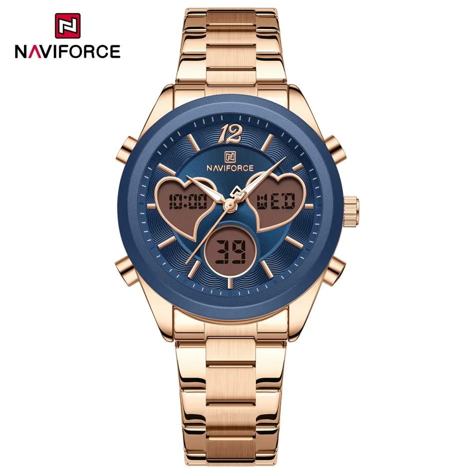 

Женские часы NAVIFORCE NF5045S, роскошные модные часы с циферблатом в форме сердца, кварцевые, водонепроницаемые, наручные часы для женщин.