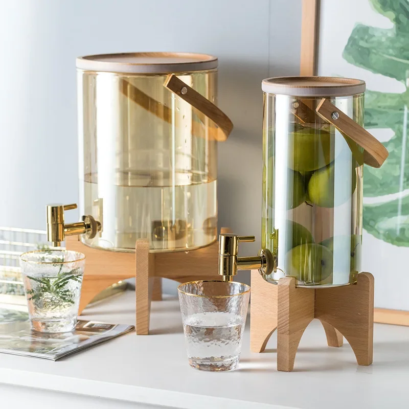 LingAo-Creative Glass cold kettle Color self-service cold drink bucket with faucet hot burst