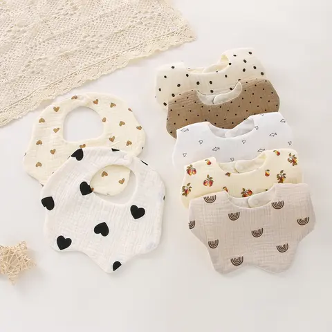 아기 Bibs 면화 신생아 Burp Cloths 조정 가능한 유아 소녀와 소년 귀여운 만화 인쇄 Bib 아기 수유 액세서리