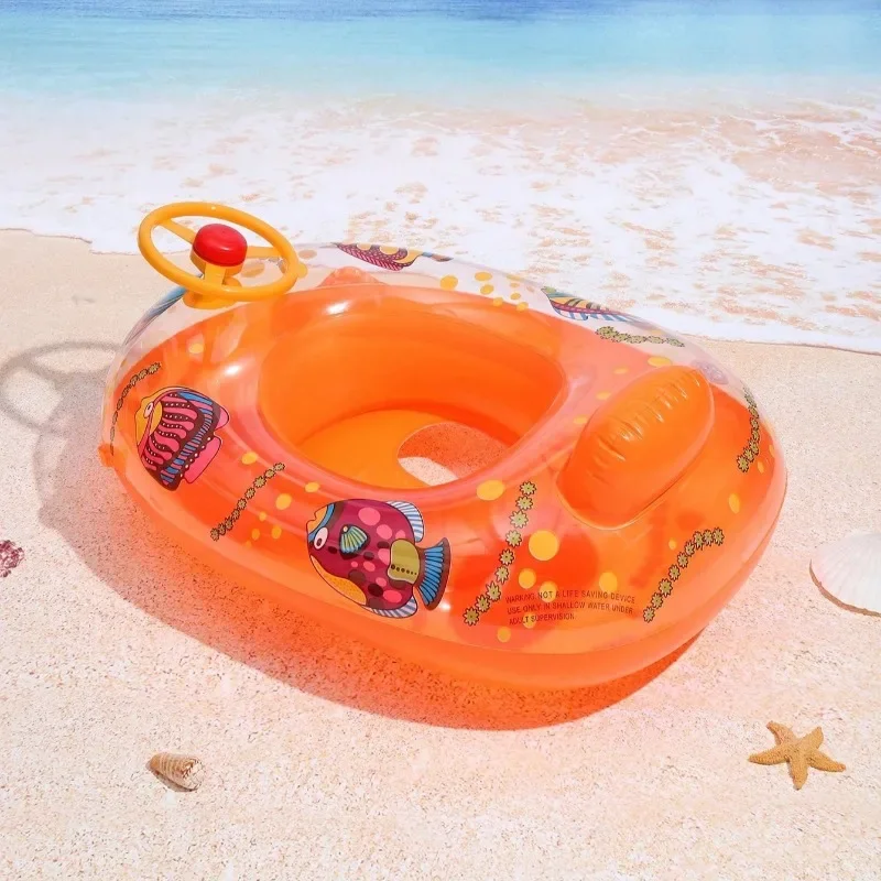 Brinquedos aquáticos para bebês, anel de natação com animais de desenho animado, piscina ao ar livre, assento inflável, barco flutuante, acessórios para jogos aquáticos para crianças