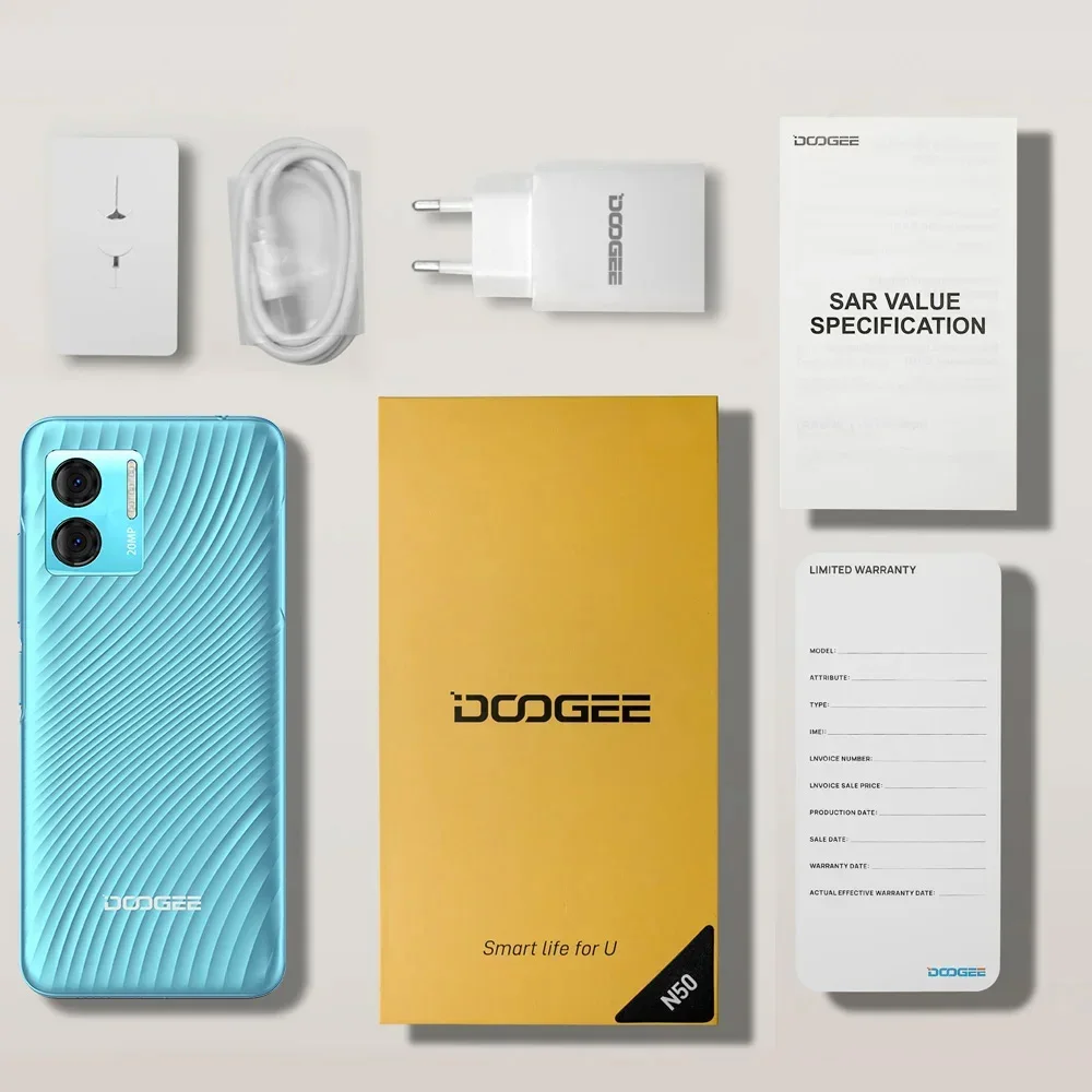 DOOGEE N50S смартфон с восьмиядерным процессором, 5,5-дюймовым дисплеем, ОЗУ 9 ГБ, ПЗУ 128 ГБ, 20 МП, 6,52 мАч