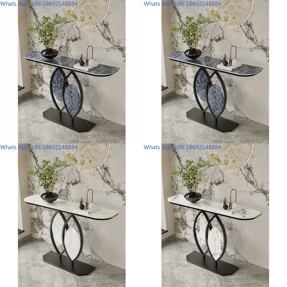 Italian Style Luxury Entryway Table Minimalist Hall Console Art Decorative Half Round Foyer Stand