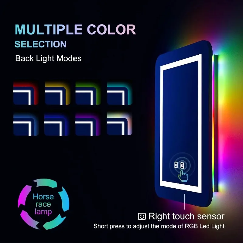 LED Medicine Cabinet With Mirror 3-Color Lights Wall Mounted Bathroom Storage 16x24in