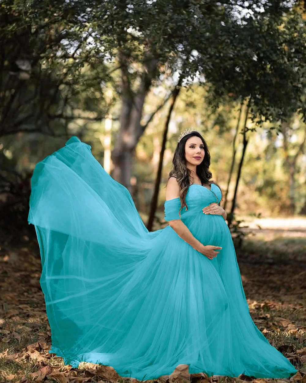 

2024 Maternity Maxi Gowns Dresses for Photo Shooting Elegnant Shouldless Short Sleeve Pregnancy Photography Dresses for Pregnant