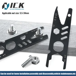 Multi-Functional Wrench Tool Fits Nut Sizes 5.5-34mm Ideal for Home Installation Assembly Disassembly and Vehicle Maintenance