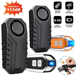 Wireless Bicycle Alarm 113dB Loud Waterproof Remote Control Vibration Sensor Security Alarm Bike Motorcycle Anti Theft Alarm