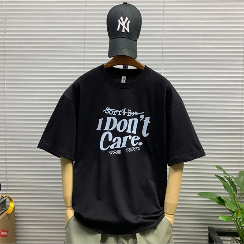 

Ретро-футболка из американского хлопка с коротким рукавом, плотная, с принтом, круглый вырез, повседневный топ для молодежи, летняя мода