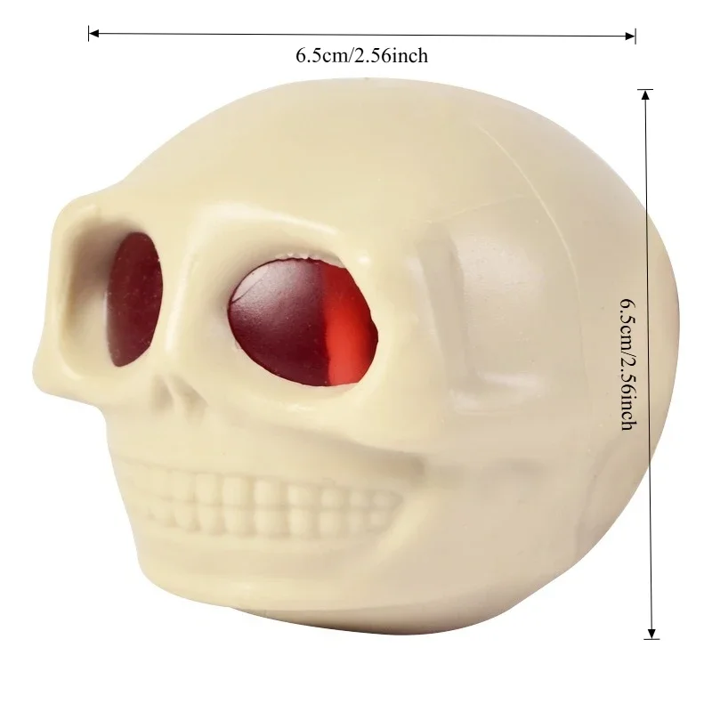 Creative Skull Sensory Fidget Toy Flexible TPR Quick Recovery Squeezing Skeleton Ball Head Ugly Cute Bursting Eyes Prank Toy
