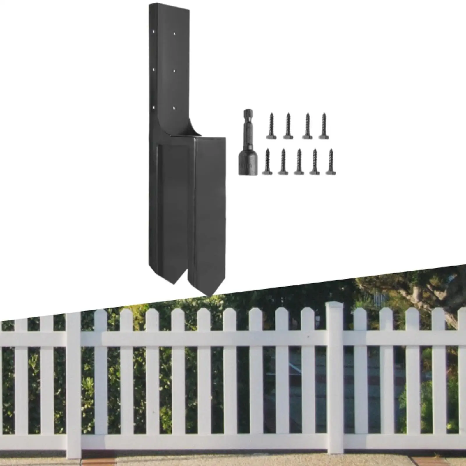 

Repair and Reinforce Fence Posts Stake Iron Easy to Install Heavy Duty for Lumber 3.5"x 3.5" Post Repairing Tilted Fence Post