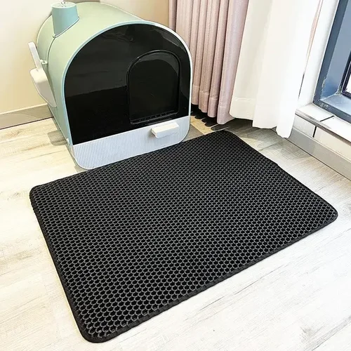 Estera de arena para gatos, inodoro para mascotas, impermeable, doble capa, caja de arena para mascotas, estera antideslizante de arena lavable para gatos, almohadilla limpia, suministros para limpieza de mascotas