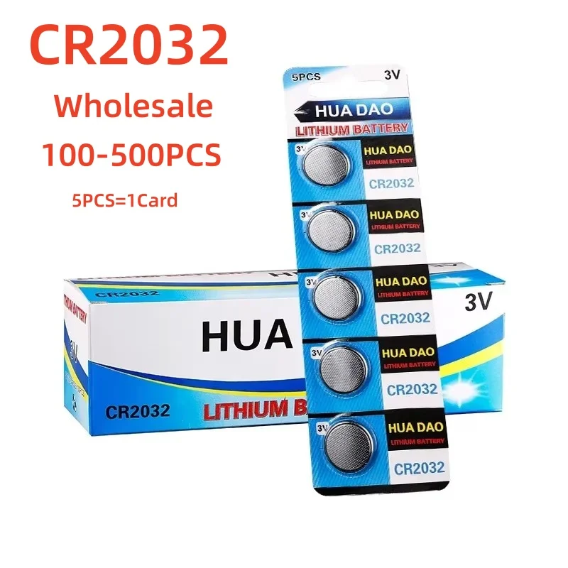 Wholesale 100-500pcs cr2032 button cell CR 2032 battery 5004LC DL2032 For Watch Toy Calculator Car Key Remote Control coin cell