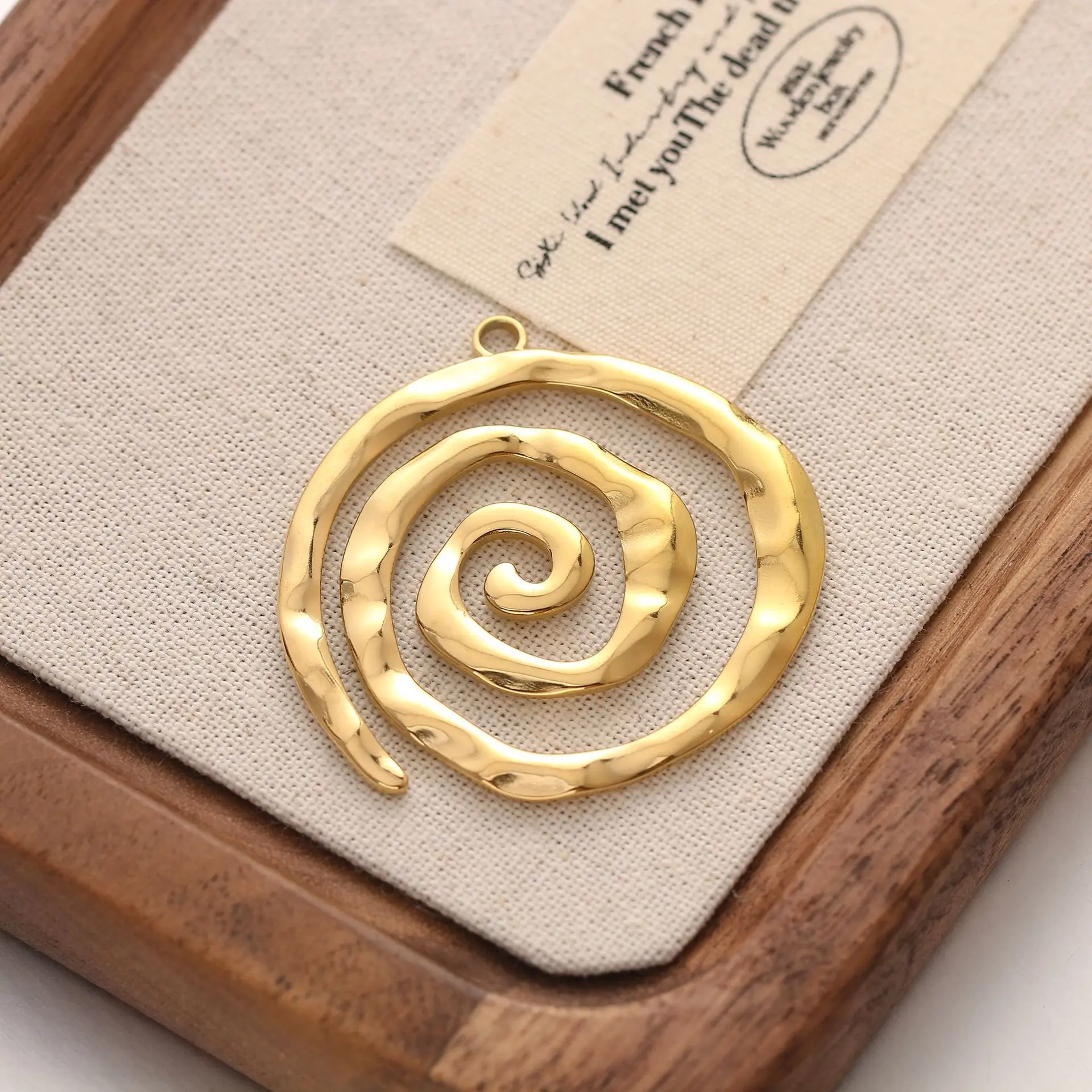 3Pcs Geometry Large Round Circle Spiral Wave Charms Stainless Steel Big Carved Vortex Pendants for Jewelry Making DIY Necklace