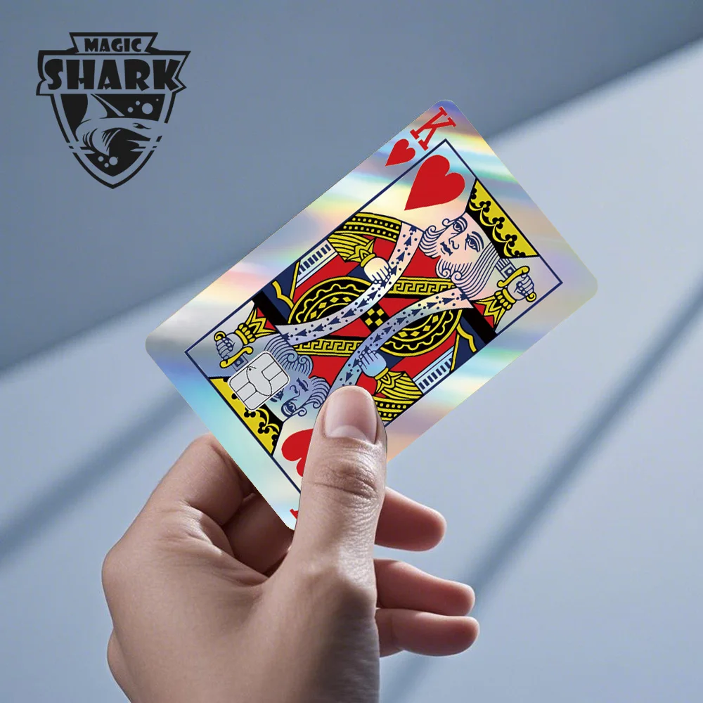Magic Shark Ninja Metal Poker King Queen Shinny Laser Holographic Skin Cover Sticker for Credit Debit Card view 4