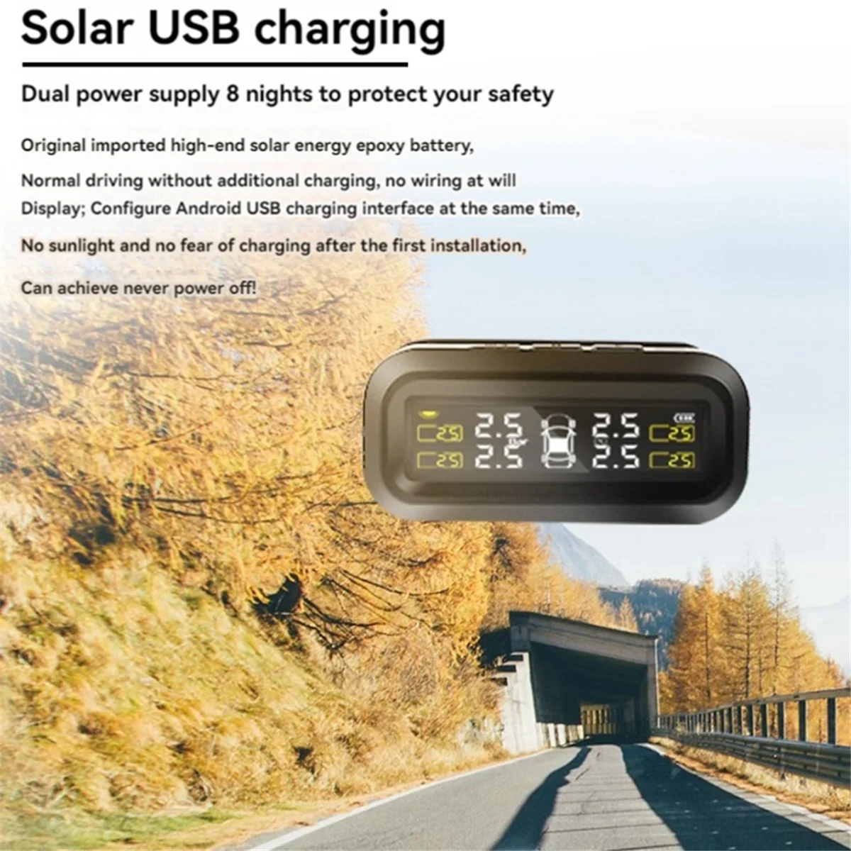 

RV/Trailer Tire Pressure Monitoring System, RV TPMS with 4 External SensorsJAS