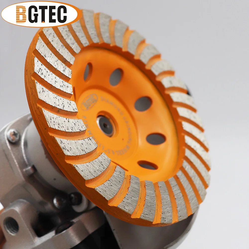 BGTEC-Diamante Turbo Row Moagem Cup Roda, M14 Rosca, Diâmetro 100, 115, 125, 180mm, Polimento, Mármore, Concreto, Granito, Moedor de discos, 1Pc