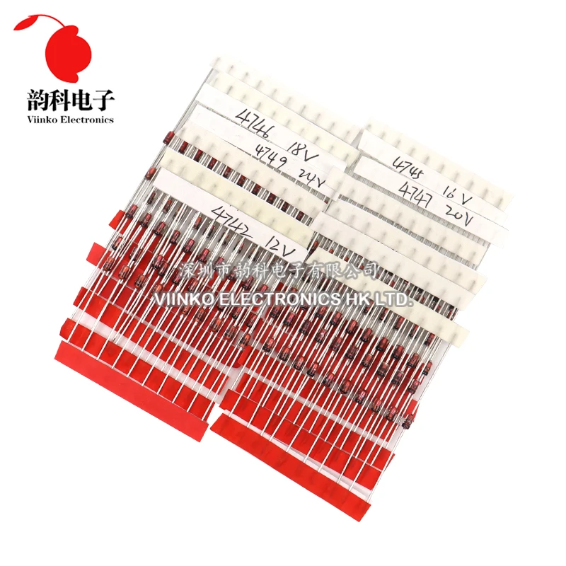 140pcs 1W Zener Diode Kit DO-41 3.3V-24V 14Values Each 10pcs DIY Sample Set New