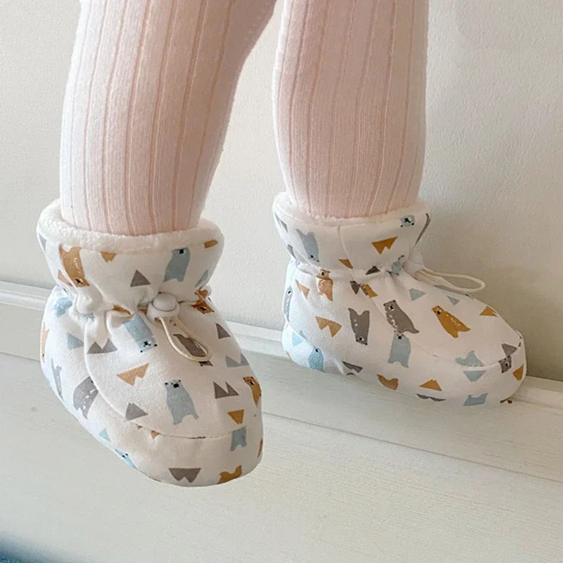 Baby Shoes First Walkers Cartoon Non-slip Winter Velvet Thick Warm Newborn Toddler Snow Boots For Girls Boys Soft Sole