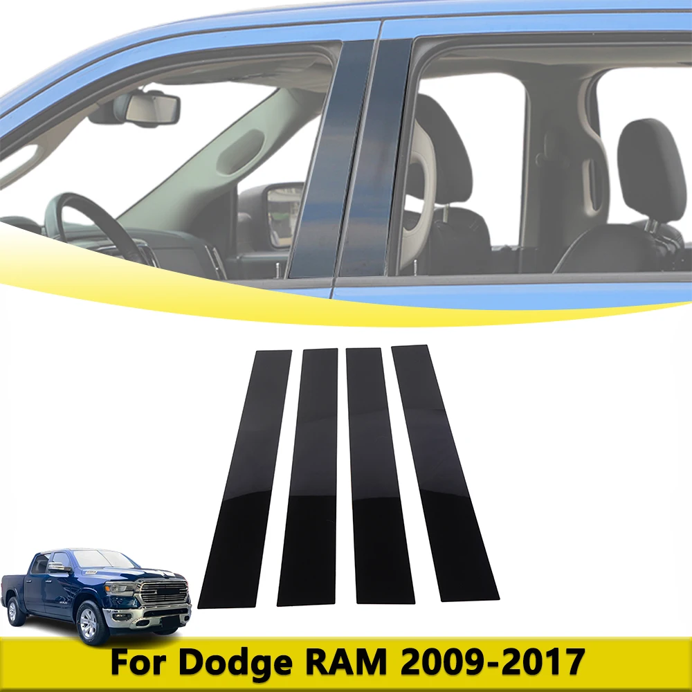 

Накладки на дверную оконную стойку для Dodge Ram 2009-2017, внешняя стойка B, наклейки на панель, черные аксессуары для стайлинга автомобилей