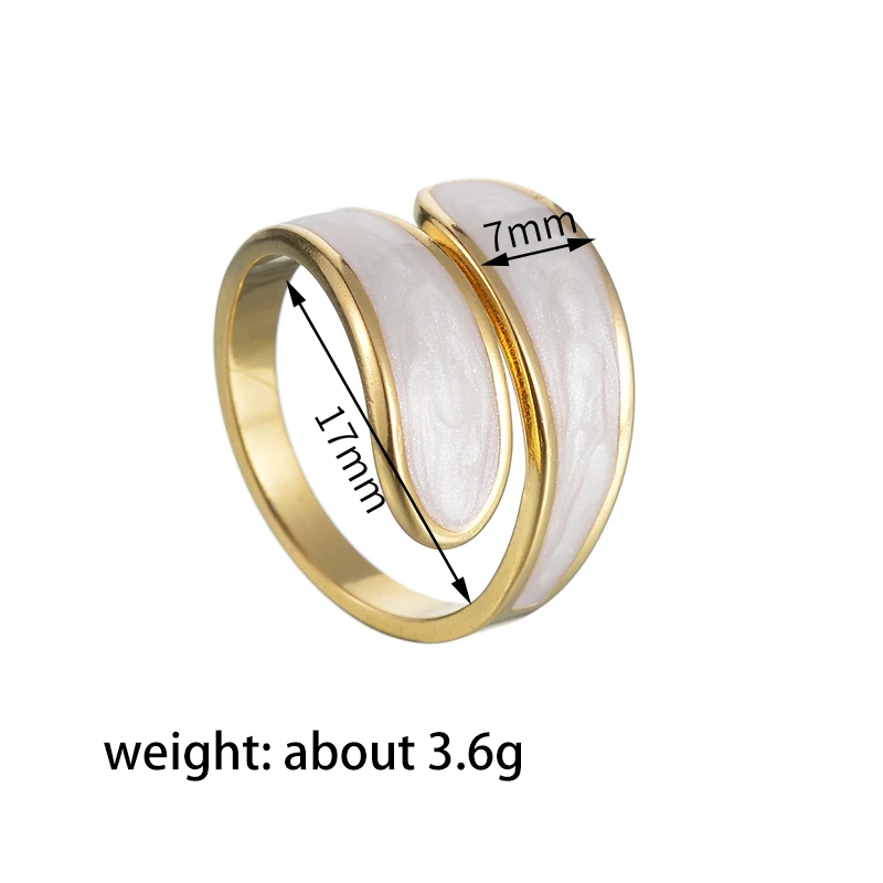 Letdiffery Retro Gold Color Double Oil Drip Open Rings Stainless Steel For Women Luxury Irregular Adjustable Ring Trendy Jewelry