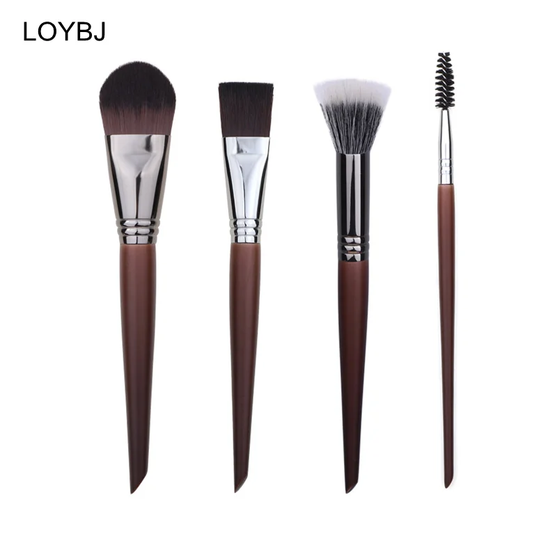 LOYBJ Flat Foundation Brush Tongue Foundation Makeup Brush Goat Hair Stippling Blush Brush Eyebrow Eyelash Cosmetic Brush Tool