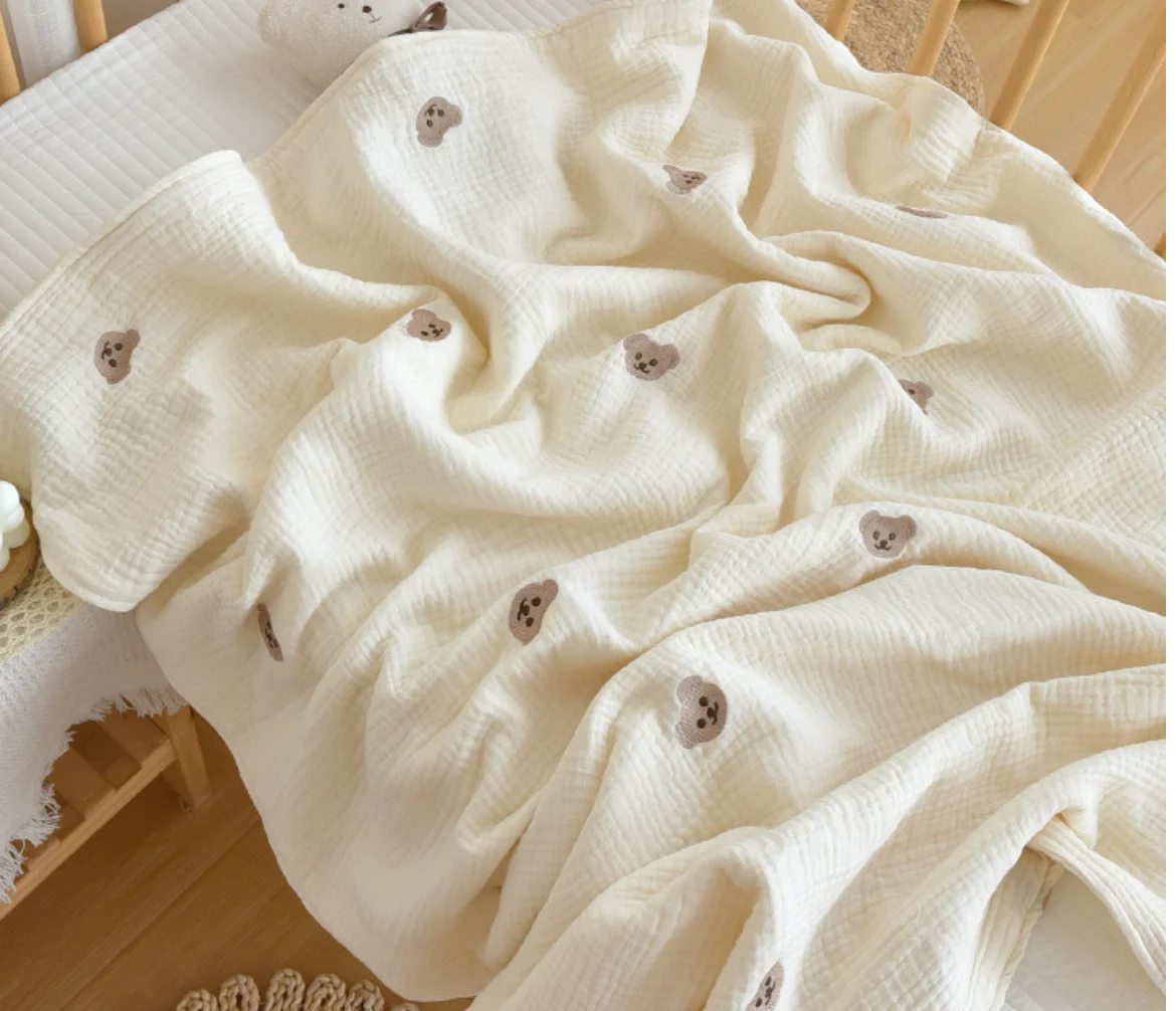 Baby Muslin Swaddle Blanket 2 Layers Cotton Baby Blankets For Boys Girls Receiving Blankets For Crib Bedding Quilts Essentials