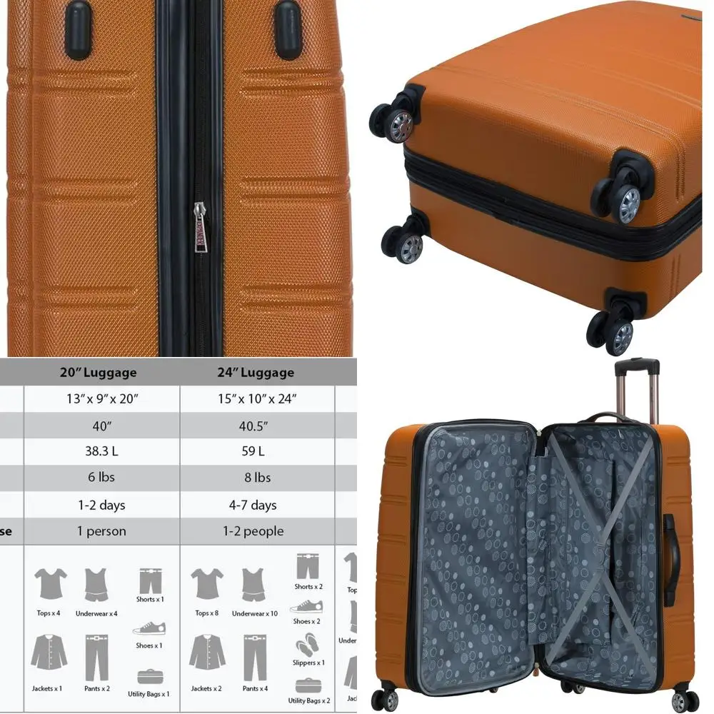 

Orange 3-Piece Hardside Expandable Spinner Luggage Set - 20/24/28 Inch by Rockland Melbourne