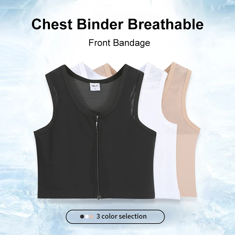 Central Zipper Chest Binder Front Bandage Breast Binder FTM Trans Binder Lesbian Binder Tomboy Corset For Women