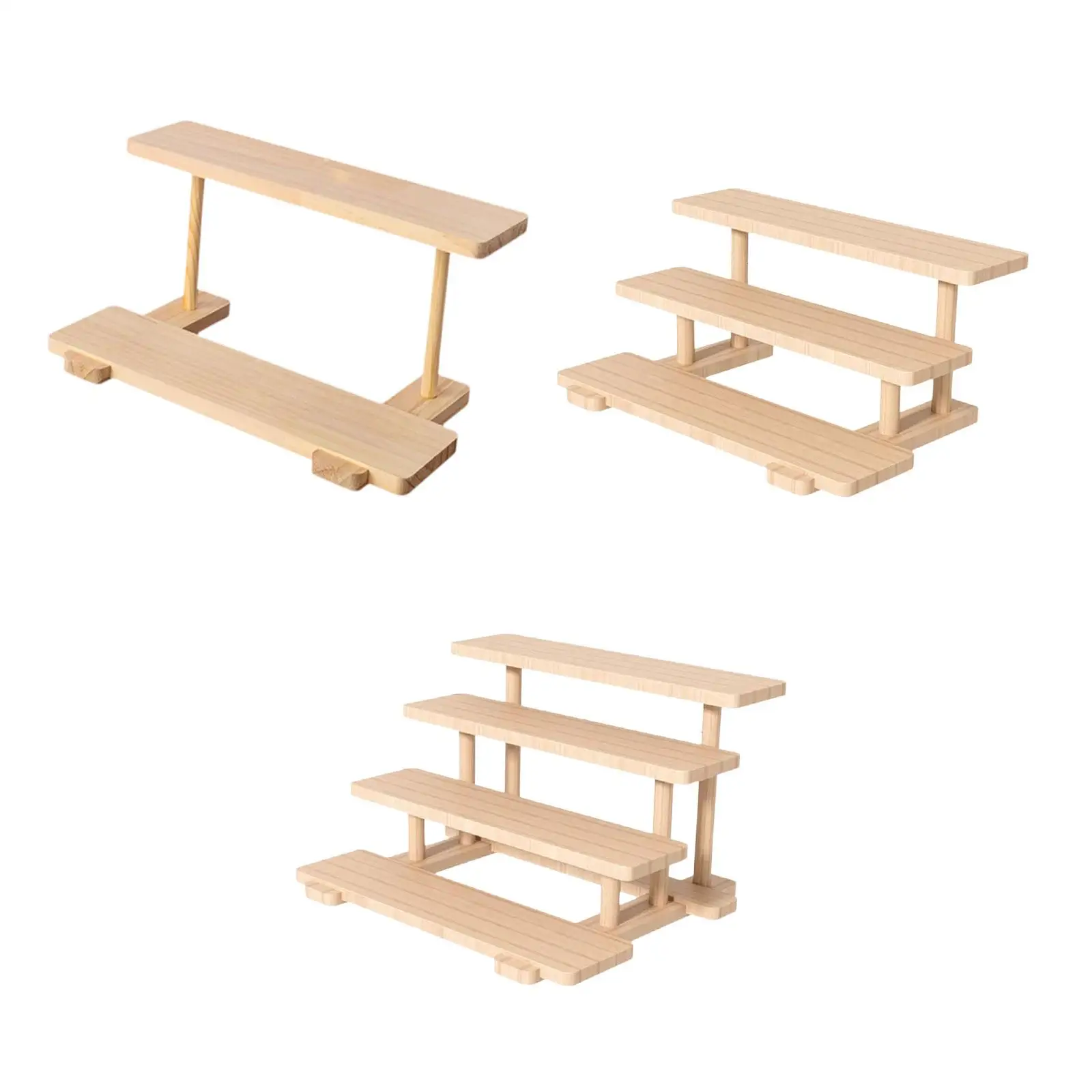 Wooden Display Stand for Crafts and Jewelry, Multi-Tier Organizer