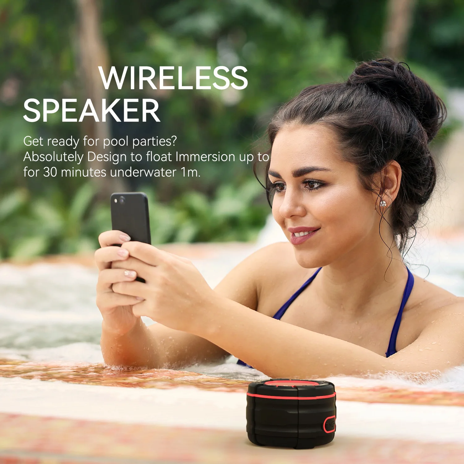 Outdoor Waterproof Bluetooth Speaker TWS Subwoofer Hands-free Call LED Light Strong Suction Cup Heavy Bass Surfing with FM Radio