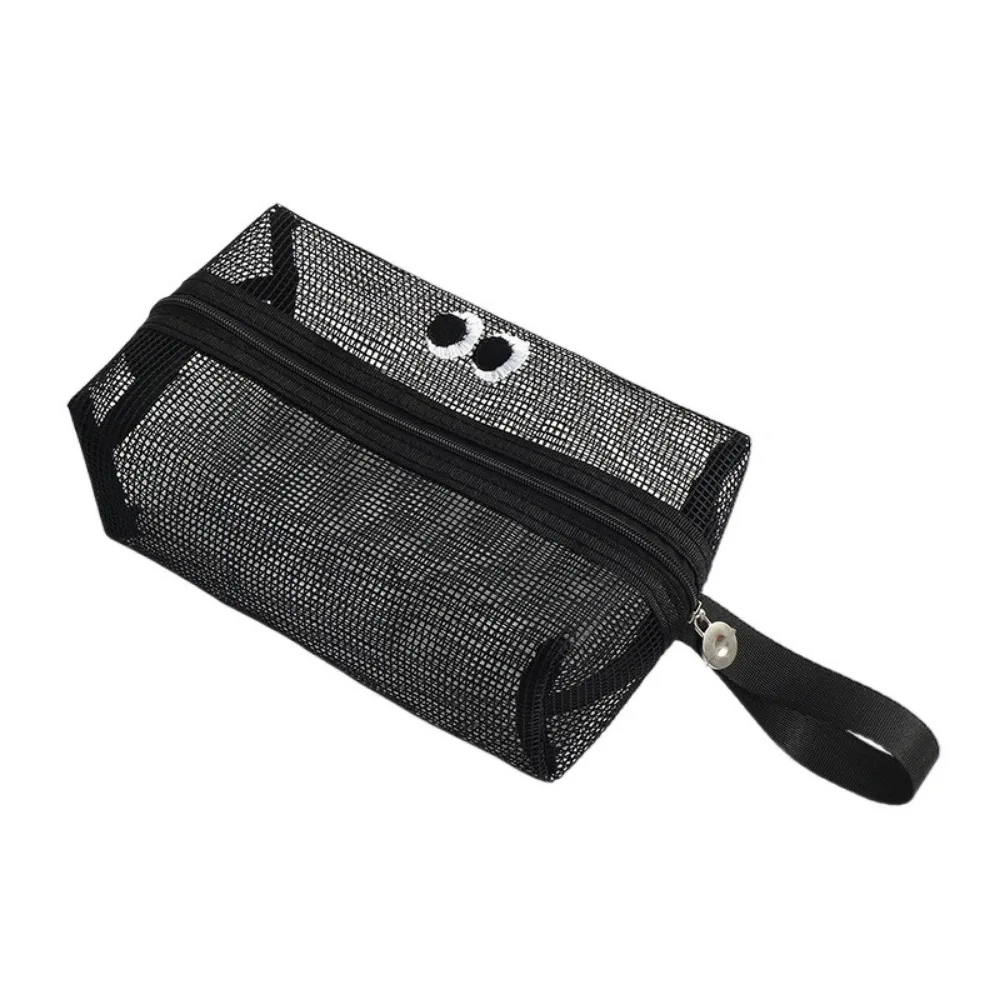 

Transparent Big Eyes Mesh Makeup Bag Portable Large Capacity Cartoon Toiletries Organizer with Handle Breathable
