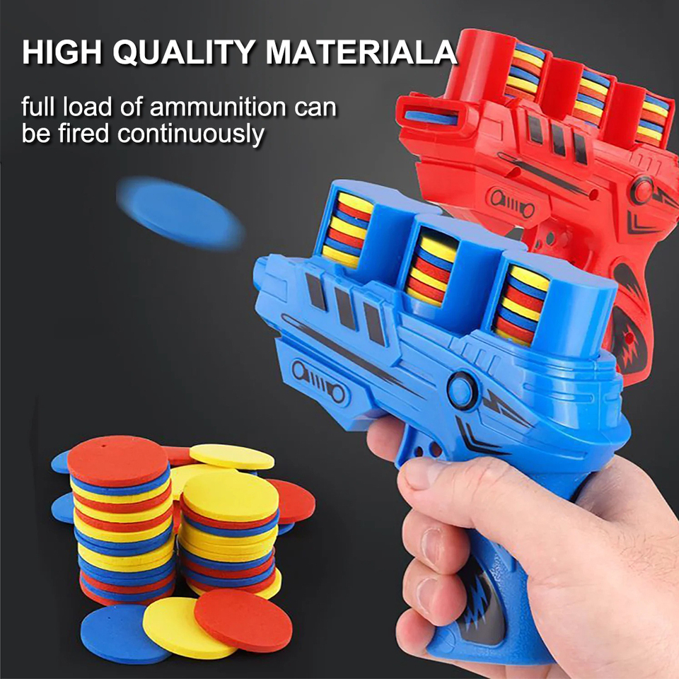  25 Round EVA Soft Bullet Flying Disc Gun Children's Outdoor Game Interactive Toy Gun Fun Catapult Flying Disc Sports Safety Toy 