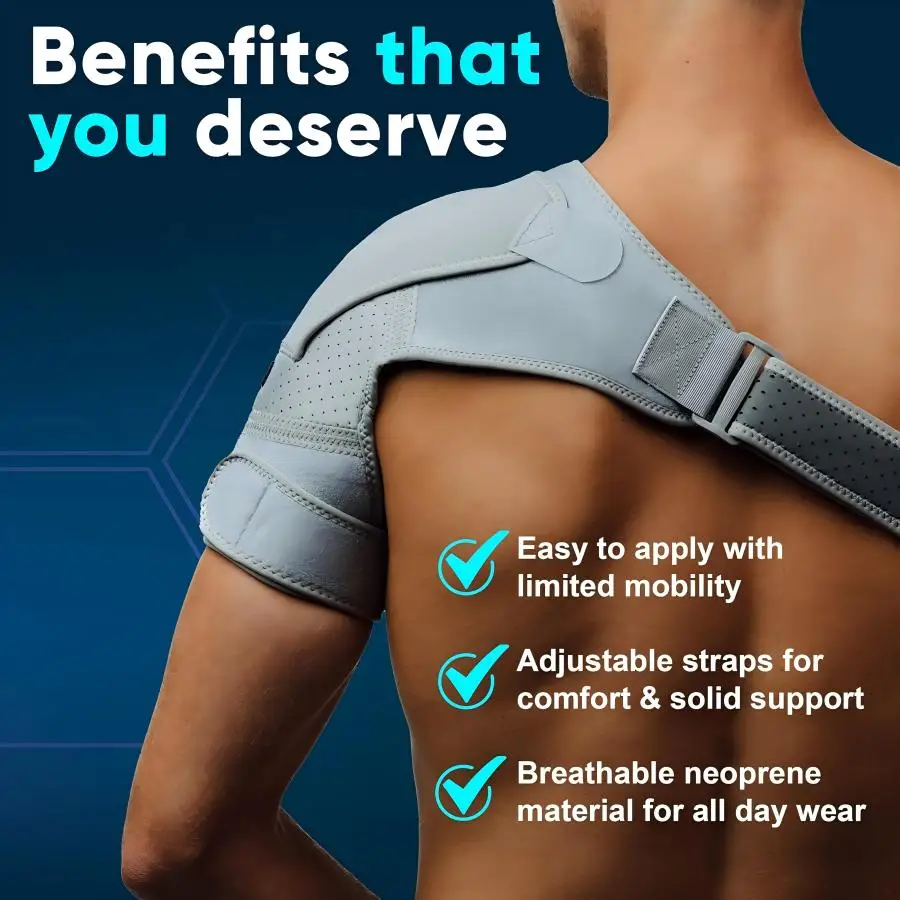 Adjustable Shoulder Brace & Arm Sling, Compression Support for Rotator Cuff Injury, Left Right Arm Immobilizer for Men Women