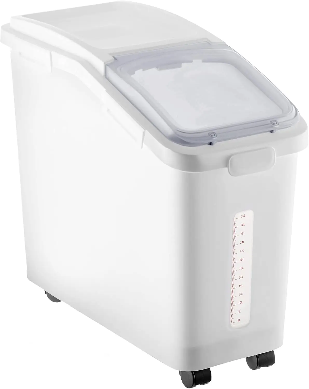 

11.4 Gallon Ingredient Storage Bin with Lid, Scoop, and Wheels for Kitchen - White
